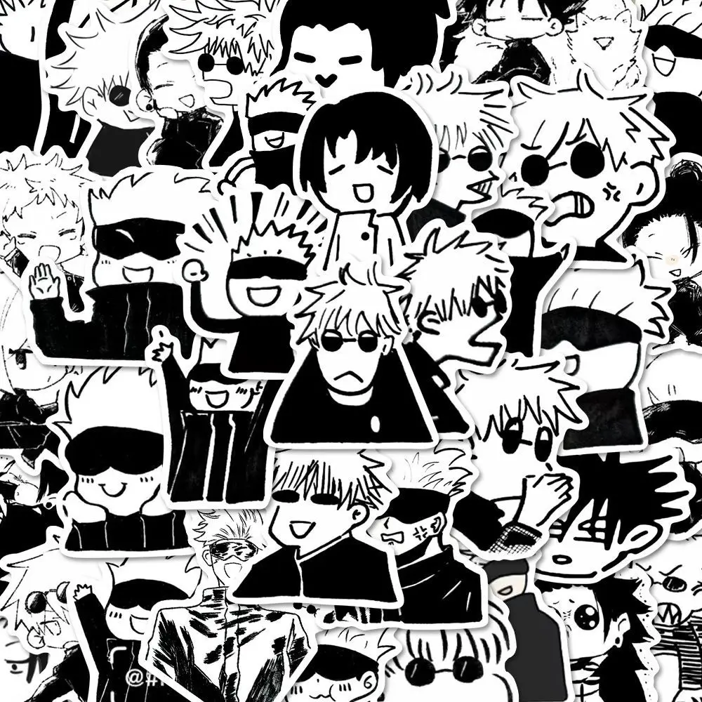 63pcs Anime Jujutsu Kaisen Black White Avatar DIY Decoration Waterproof Cup Sticker Cell Phone Tablet  Stickers