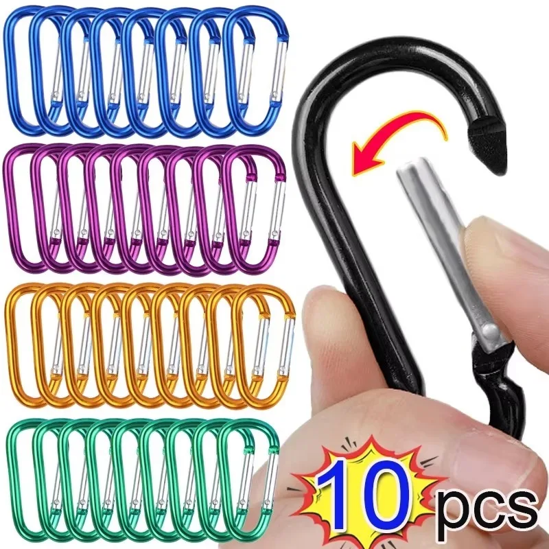 5/10pcs Aluminum Carabiner Key Chain Clip Outdoor Camping Keyring Snap Hook Water Bottle Buckle Kit Climbing Accessories Gifts