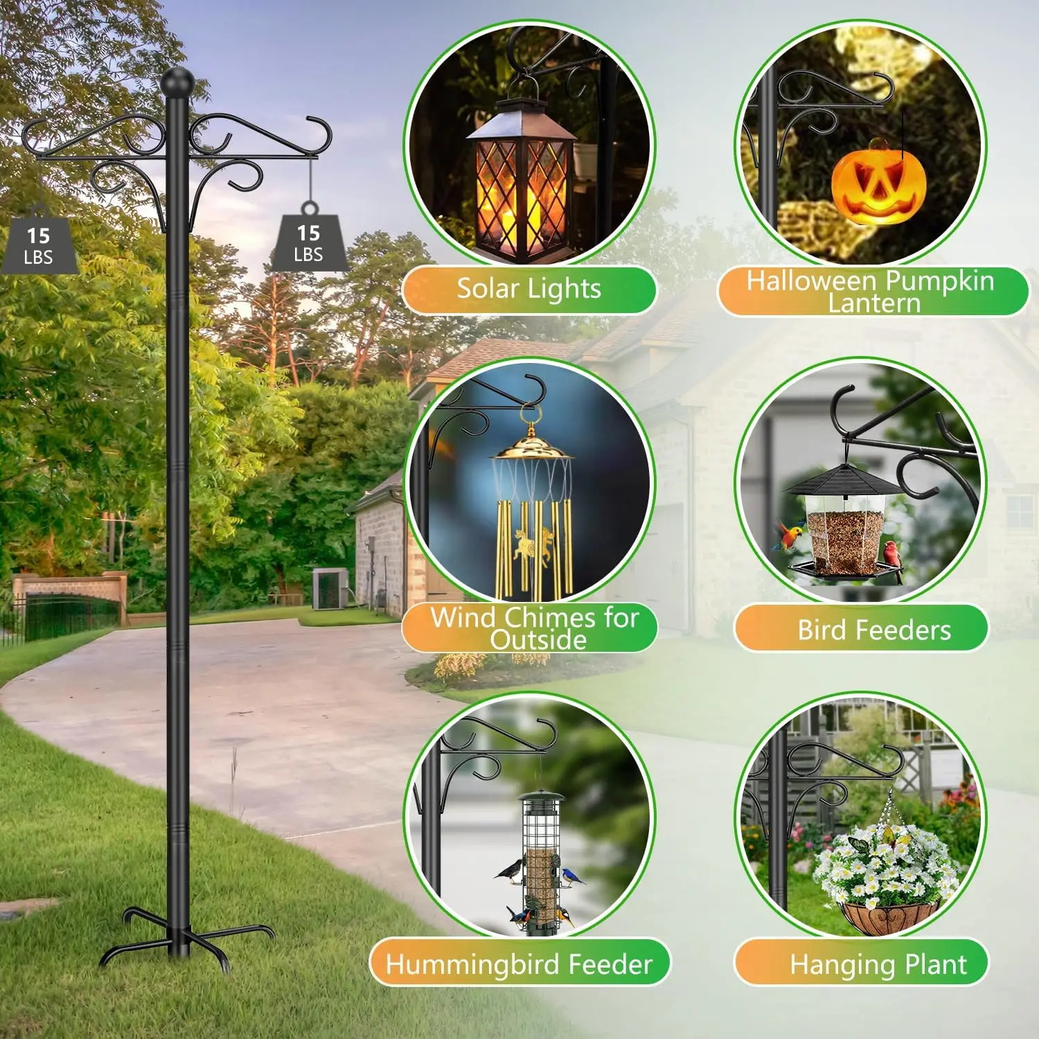 92inch Bird Feeder Pole, Heavy Duty Shepherds Hooks for Outdoor, Garden Plant, Hummingbird Feeder, Wedding Decor (1/2 Pack)
