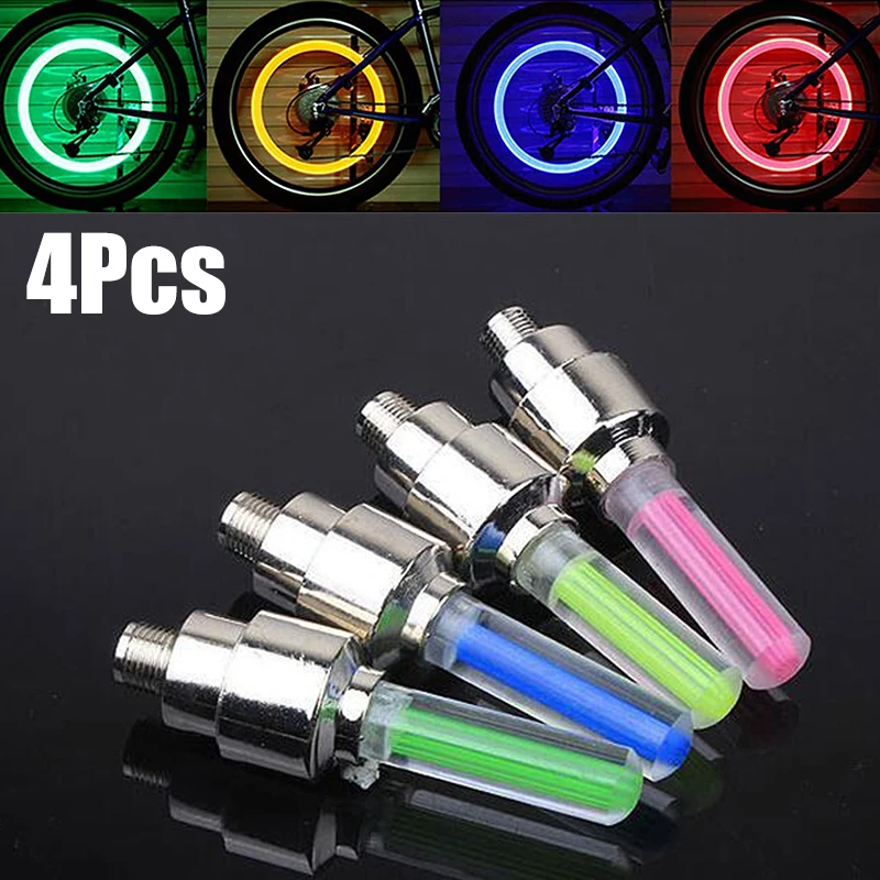 

1/4Pcs Bicycle Neon Flash LED Light No Battery Lights Road Bike Tire Valve Caps Wheel Spokes LED Lights Bicycle Moto Accessories