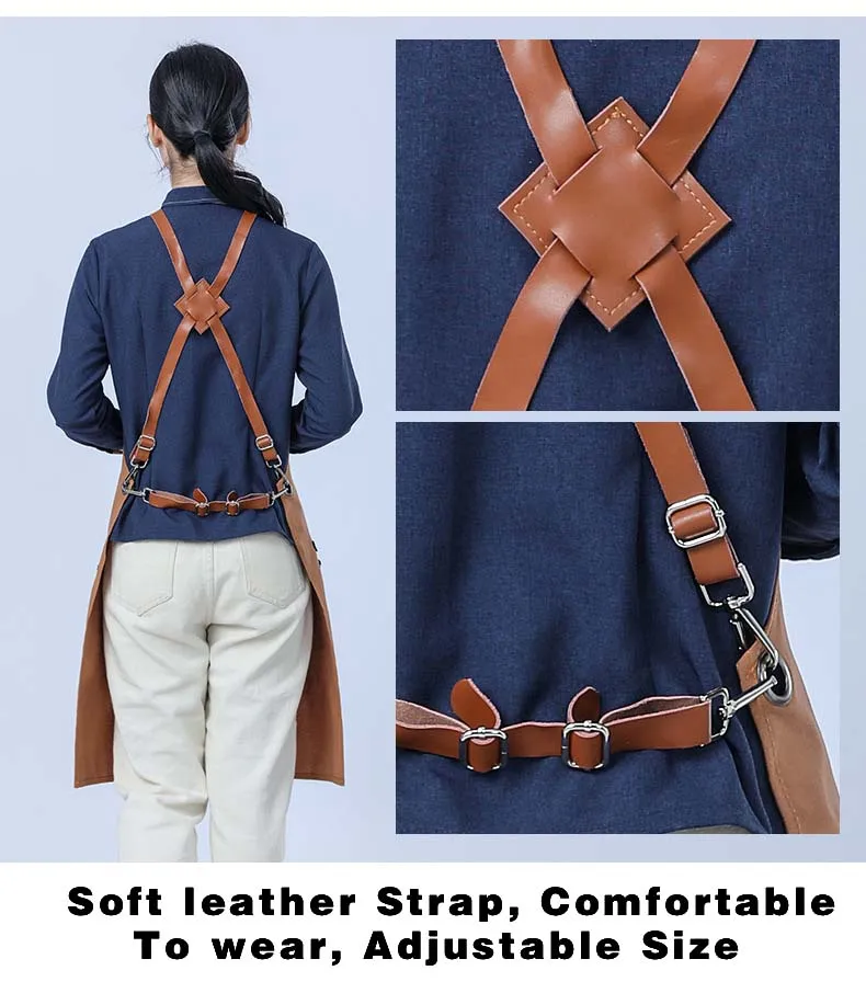 

Waterproof Customizable Chef Apron with Pockets for Kitchen Baking Adult Men's Restaurant Waiter Barber Shop Manicurist Nail Art