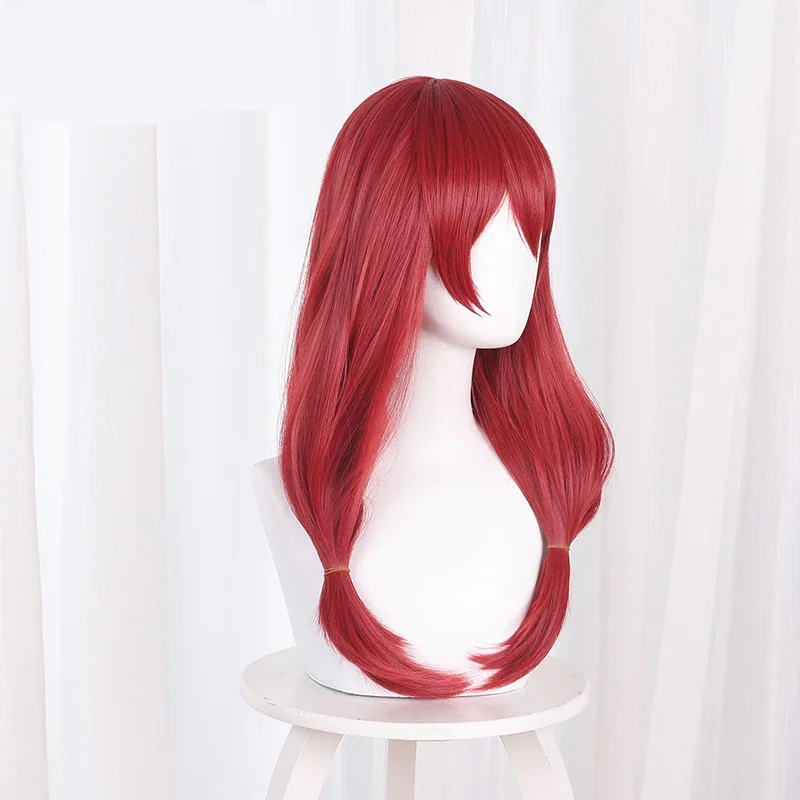 Anime KakeNAFTA-Perruque Cosplay Longue Double Queue pour Bol et Femmes, Cheveux Rouges, Fibre Résistante à la Chaleur, Bonnet Gratuit