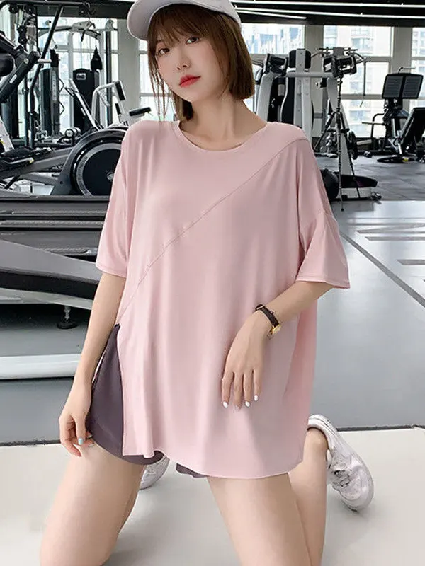 

Женская спортивная футболка Slim Fit Quick Dry для йоги, дышащая, с коротким рукавом, модный дизайн с разрезами, незаменимая вещь для лета