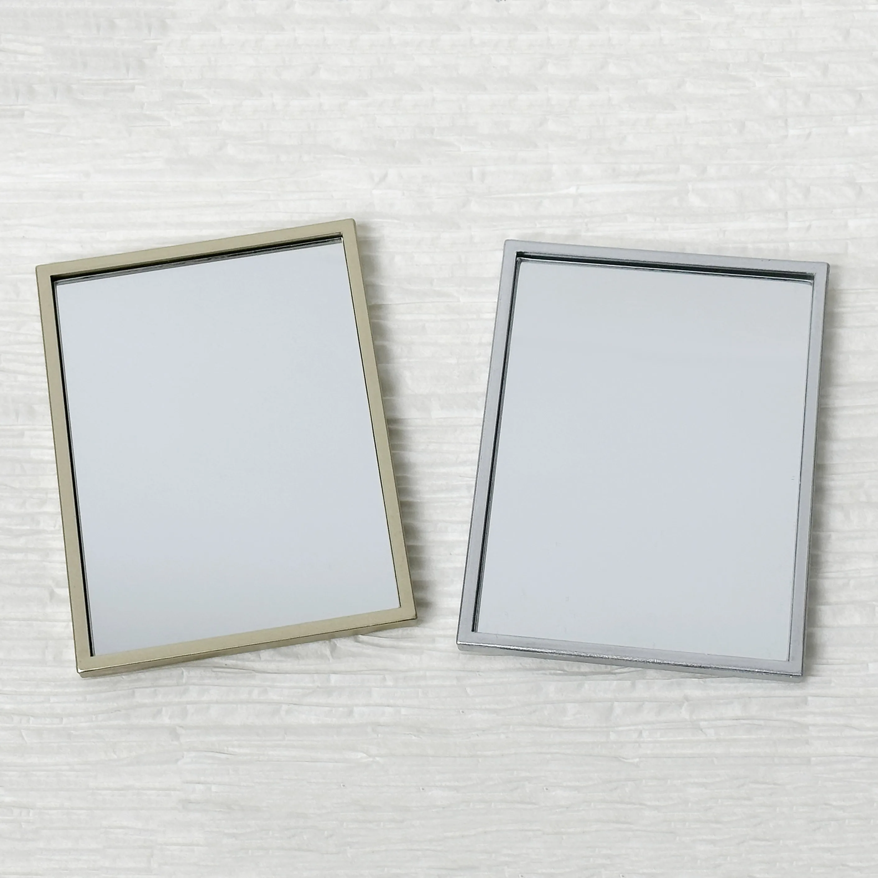 Single Sided Makeup Mirror, High Quality Matte Silver and Gold Plastic Hand Mirror