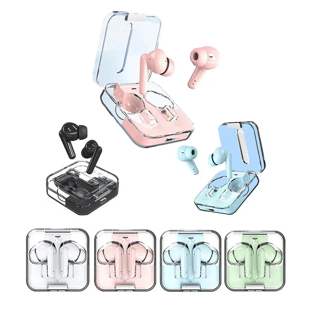 W41 Wireless Earbuds Bluetooth Earphone Transparent Charging Case Earphones in Ear Earplug Headset for Working Sports Gaming