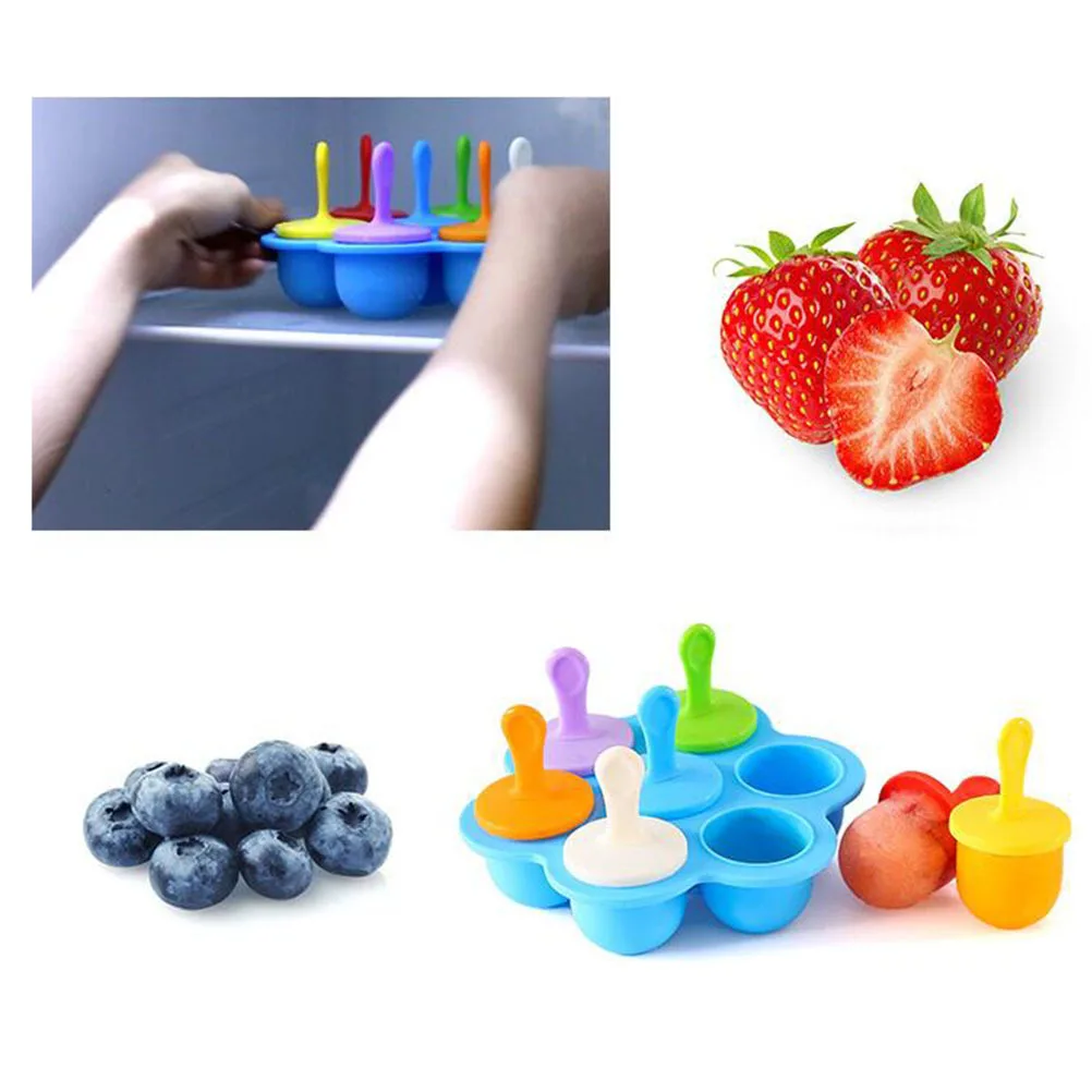 Silicone Baby Food Storage Tray Round 7 Cavities Colorful Design Freezer Microwave Oven Safe Mold Container for