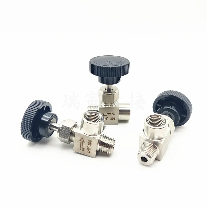 Customized 304 stainless steel needle valve 1/4 angle internal and external wire right angle elbow regulating valve 4 points