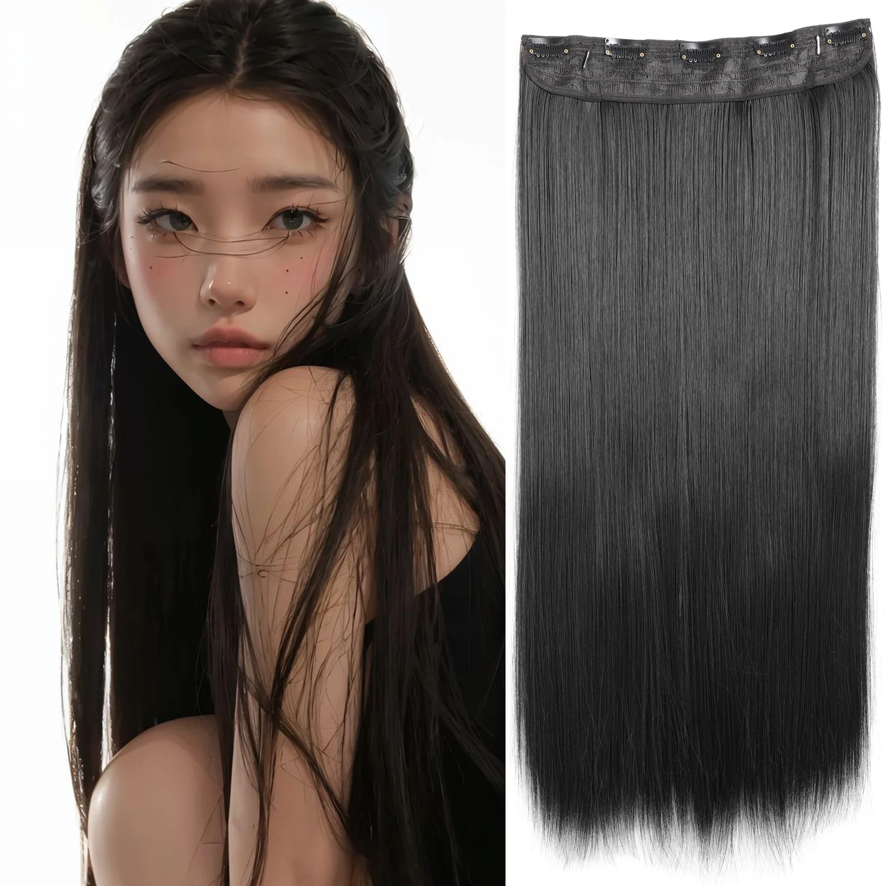 

Synthetic 5 Clip In Hair Extensions Long Straight Hairstyle Hairpiece Black Brown Blonde Natural Fake Hair For Women