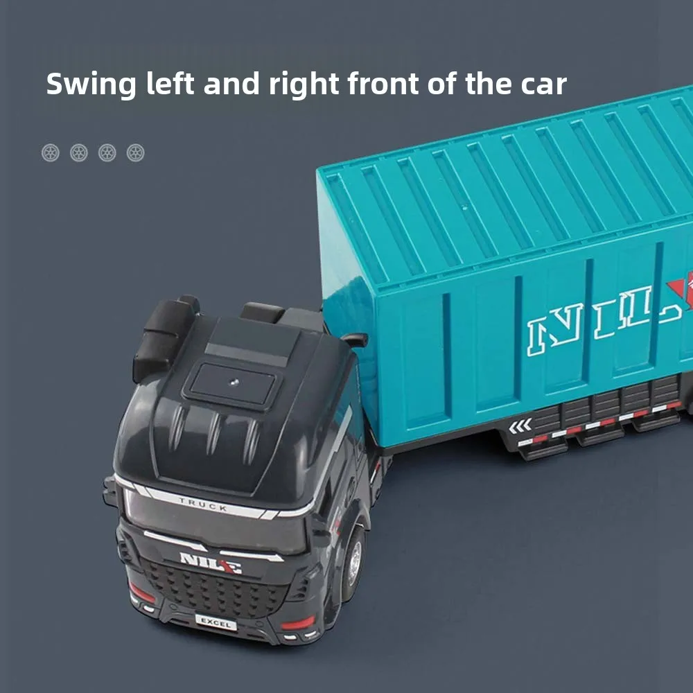 Scale 1:64 Alloy Trailer Model Diecast Metal Transport Vehicle Mini Container Truck Sliding Movable Joint Model Vehicles