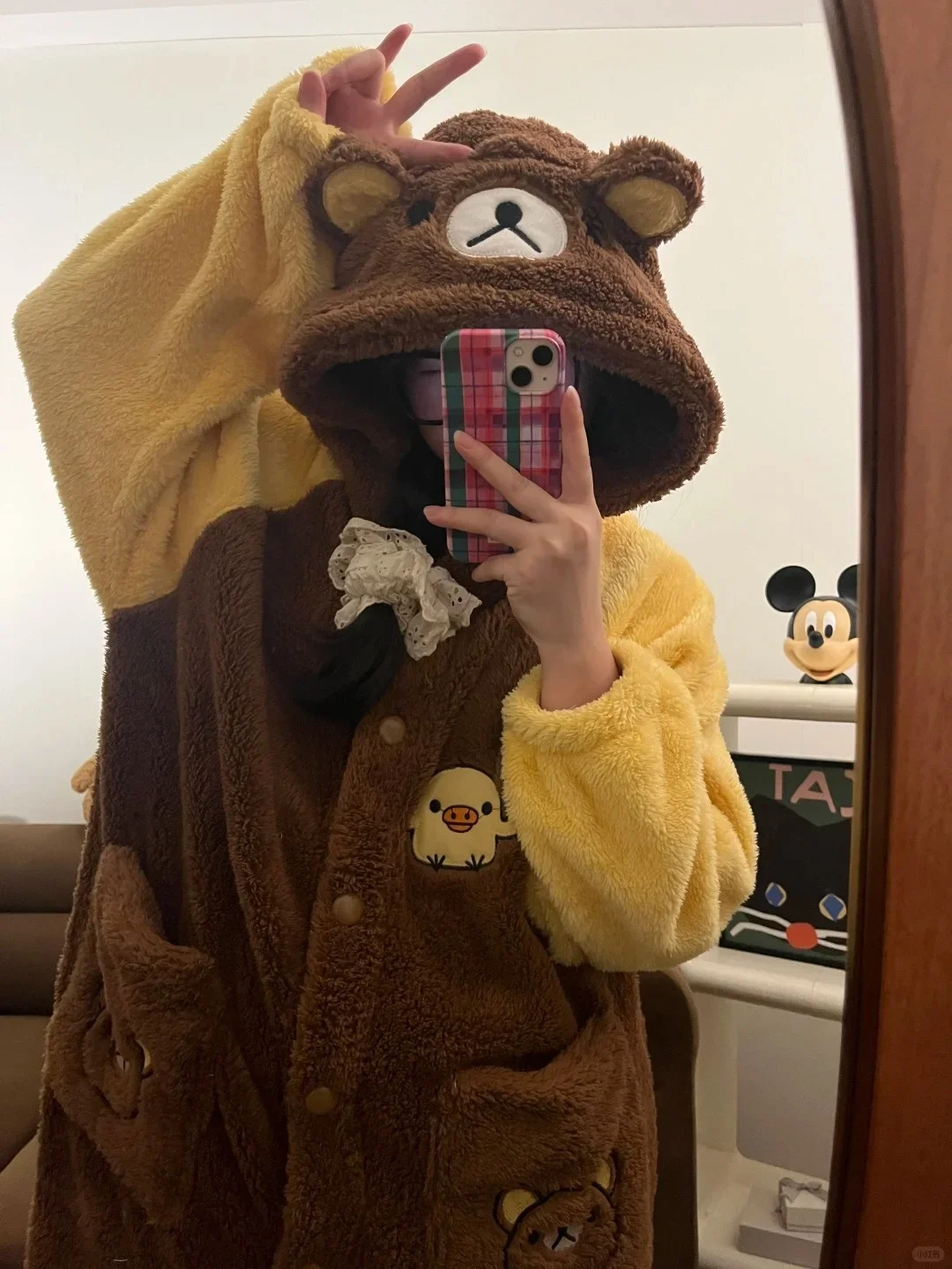 1Rilakkumas Winter Pajama Soft Long Sleeves Piece Pajamas Pants Costume Cute Warm Hoodies Kids Adult Home Wear Nightgown Clothes