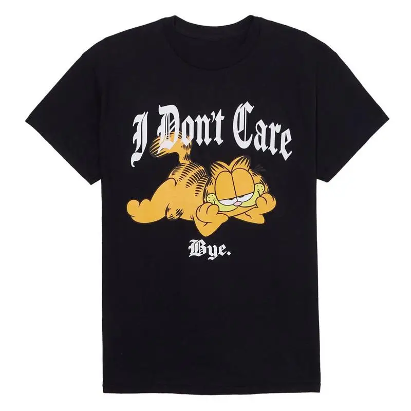 I DON'T CARE BYE T Shirt Retro Gar field Cat Classic 90s Cartoon Style