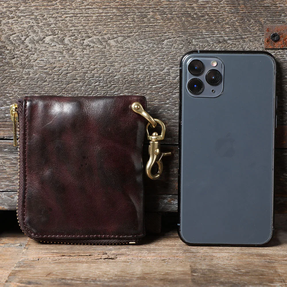 S.WORKER Vollnarbenleder Vintage-Kartenhalter Retro Mini-Münzbörse Tragbare Tasche Kurze Geldbörse – Detail 19