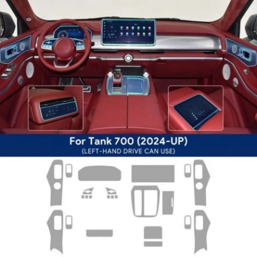 Car Interior TPU Protector Anti-scratch Film For Tank 700 2024-2026 Auto Protective Transparent Anti-tear Stickers Accessories