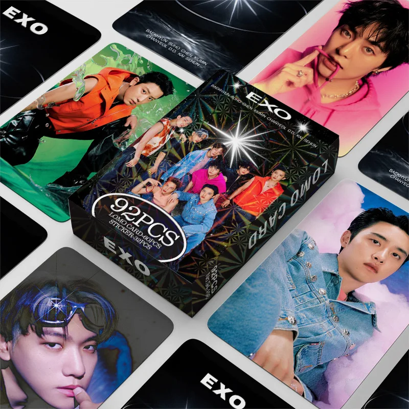 92Pcs/Set Idol  Lomo Cards Photocards New Album ChanYeol Chen SUHO Print Card Poster Sticker Boy Group Fans Gifts Collection