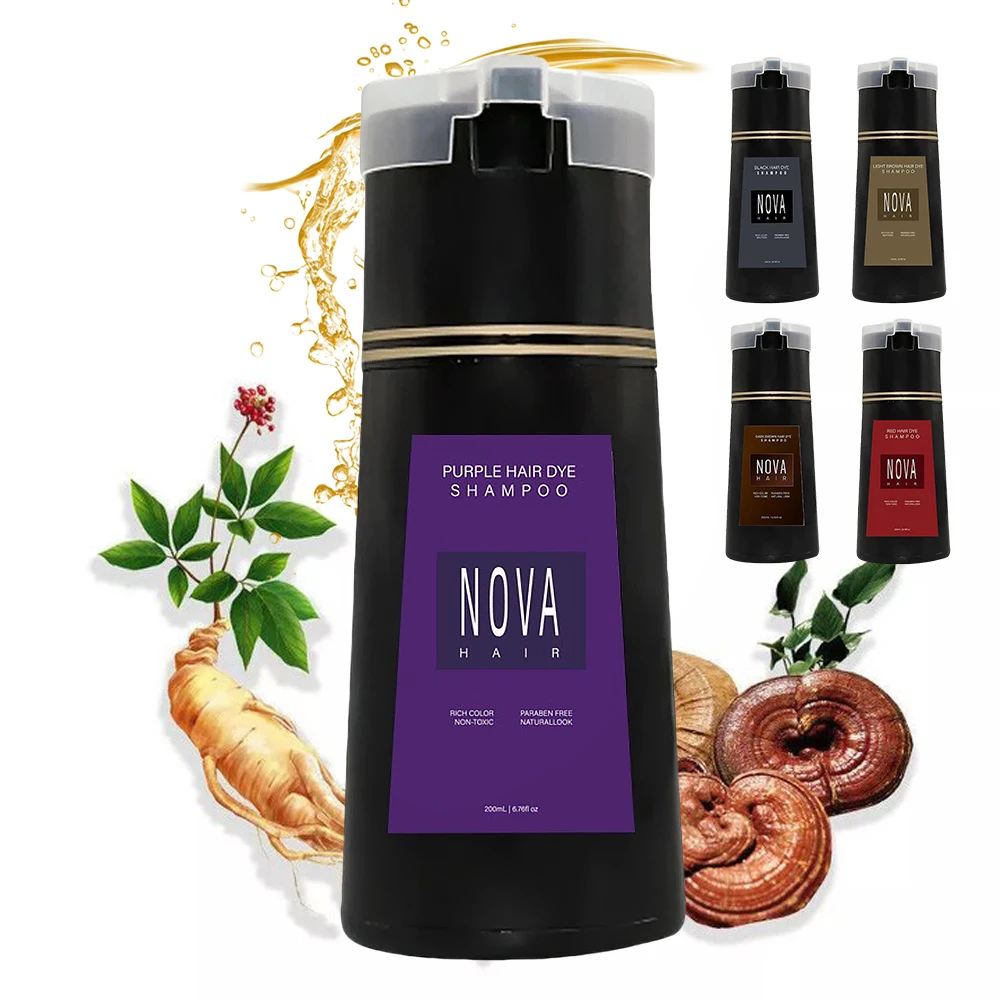 Nova 3-in-1 Haarkleuring Shampoo Olie Controle Pluizige Verfrissende Haarverf Quick Duizelig Haarkleuring Shampoo Haarverzorgingsproducten