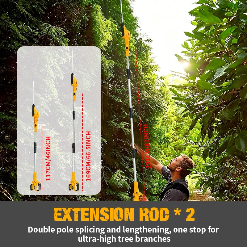 Electric Goddess Brushless Electric High Branch Hedge Trimmer Cordless Garden Chainsaw Hedge Shear For Dewalt 20V Battery Pin