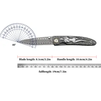 高品質大馬士革鋼折疊口袋刀,男女通用EDC口袋刀,狩獵探險刀,多用途刀 6 最佳銷售 大馬士革獵刀 - №5