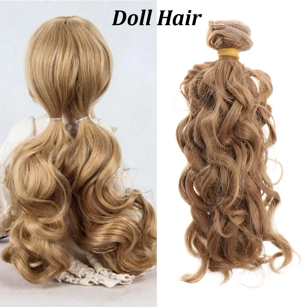 15*100cm hitze beständiges Faser lockiges Haarteil für 1/3 1/4 1/6 1/12 Puppen DIY Haar Perücken hand gefertigte Haars chüsse Puppen zubehör – Detail 1