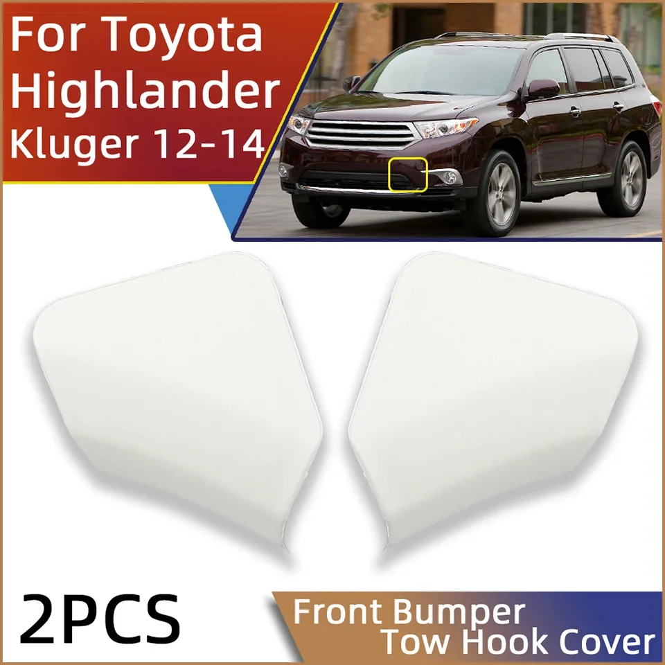 2Pcs Auto Front Bumper Towing Hook Eye Cover Lid For Toyota Highlander Kluger 2012 2013 2014 Tow Hook Hauling Trailer Cap Trim