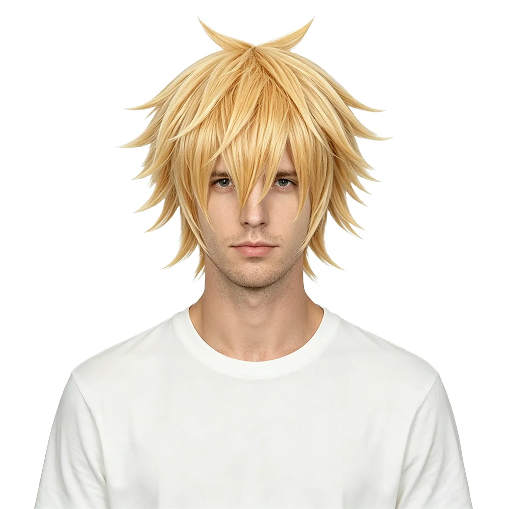 Hair Care Orange - Men's Short Spiky Hair Light Orange
