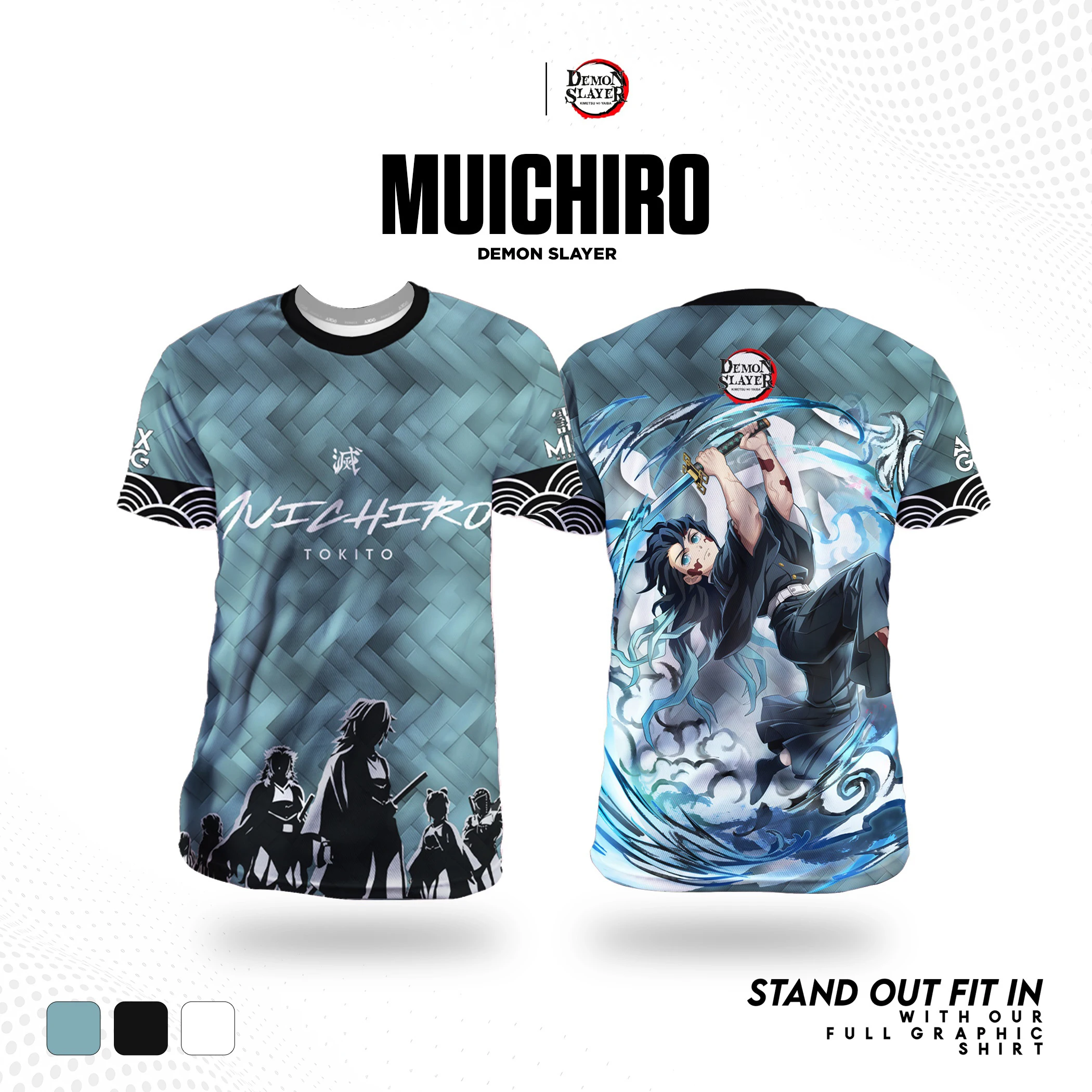 Bandai Demon Slayer périphérie neuf membres Hashira imprimé Anime adultes enfants T-Shirts sans décoloration été séchage rapide confortable léger