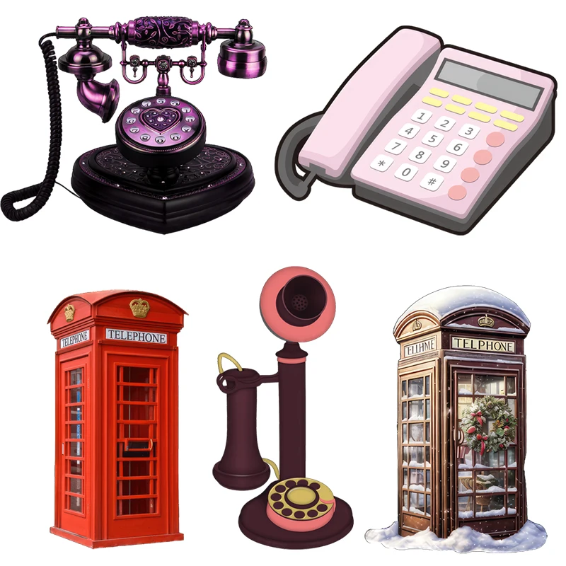 Three Ratels CF22 Nostalgic phone Telephone booth Cartoon wall stickers for home decoration refrigerator decals