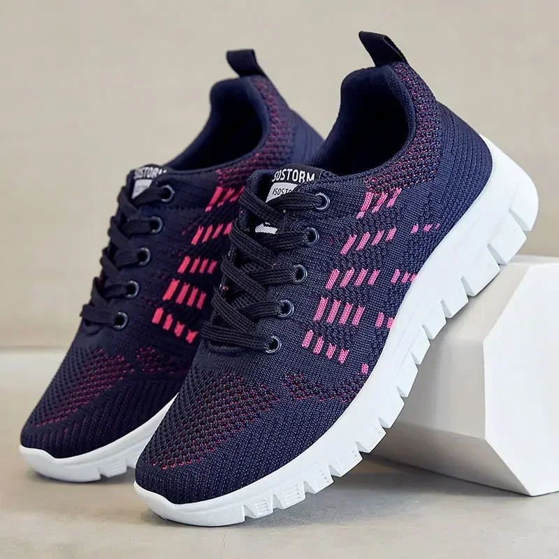 Spring New Women's Sports ShoesFashionable Running ShoesSoft Soled Comfortable Casual ShoesMesh Lace Up Lightweight Training