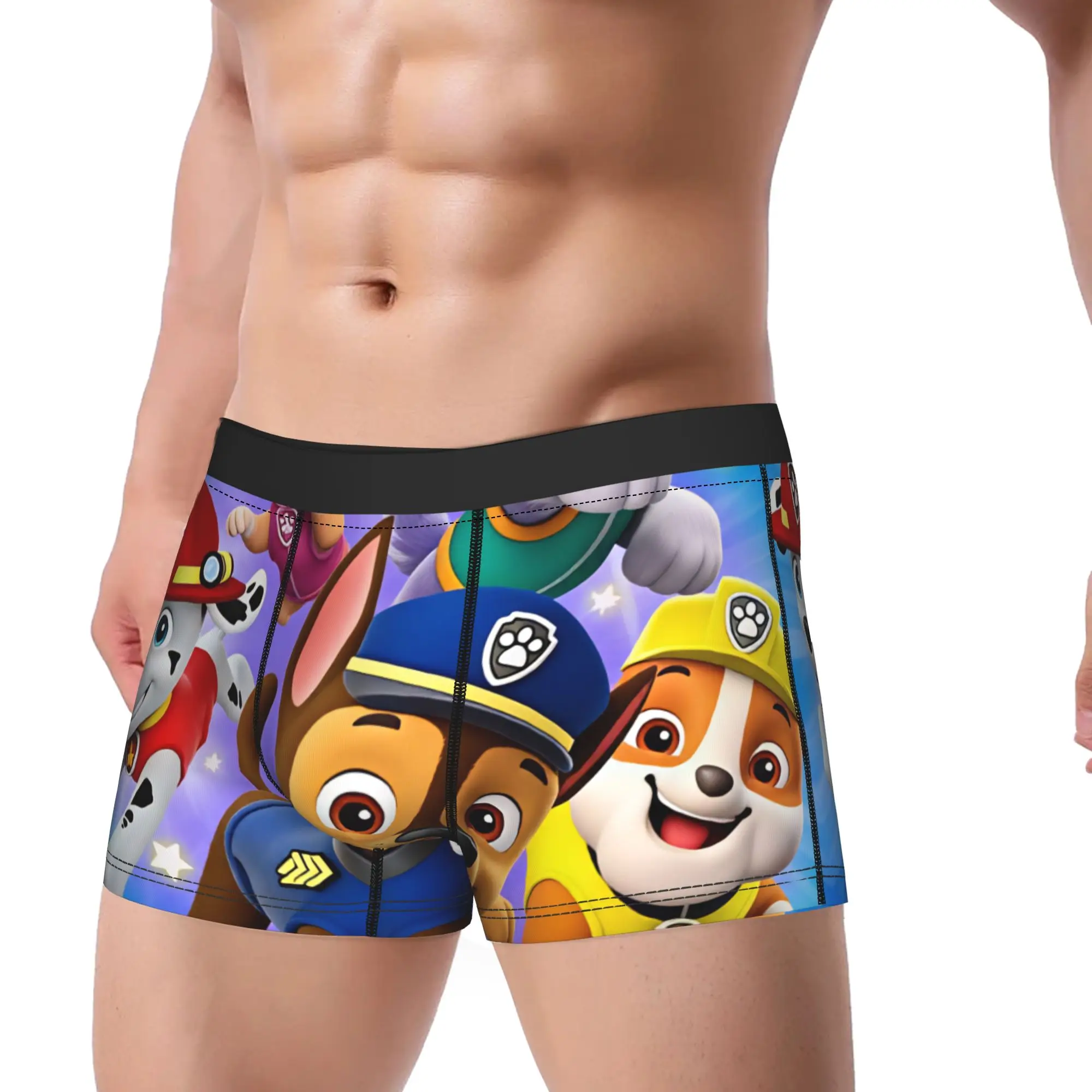 Paw Dogs Five Main Characters Poster Underwear  Soft Trend Underpants Printed Boxer Brief For Male Pouch Oversize Boxer Shorts