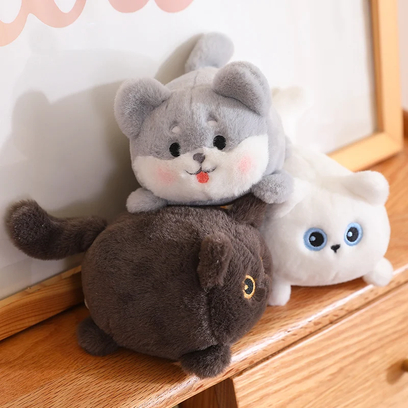 Simpatico animale per bambini, gatti Kawaii, Shiba Inu, cani Husky, giocattoli di peluche con coda in filo metallico può spostare, divertente regalo di compleanno creativo