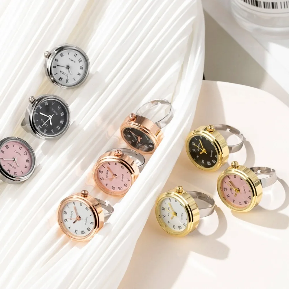 New Creative Mini Couple Watch Ring Round Couple Watches Quartz Watches Gift Finger Ring Watch Men Fashion Jewelry