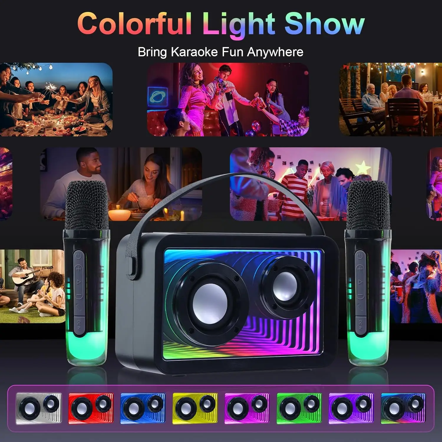 Mini Karaoke dla Dzieci i Dorosłych Prezent na Boże Narodzenie Głośnik Bluetooth STEREO Magic Voice Bezprzewodowe Mikrofony Gra Imprezowa w Pomieszczeniach Zabawki