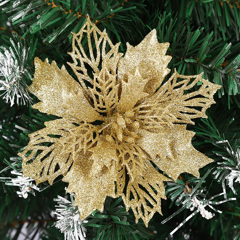 

5/10Pcs Christmas Decoration Artificial Flowers 11CM Xmas Tree Pendant Ornaments for Home Decor Navidad New Year 2026 Garland