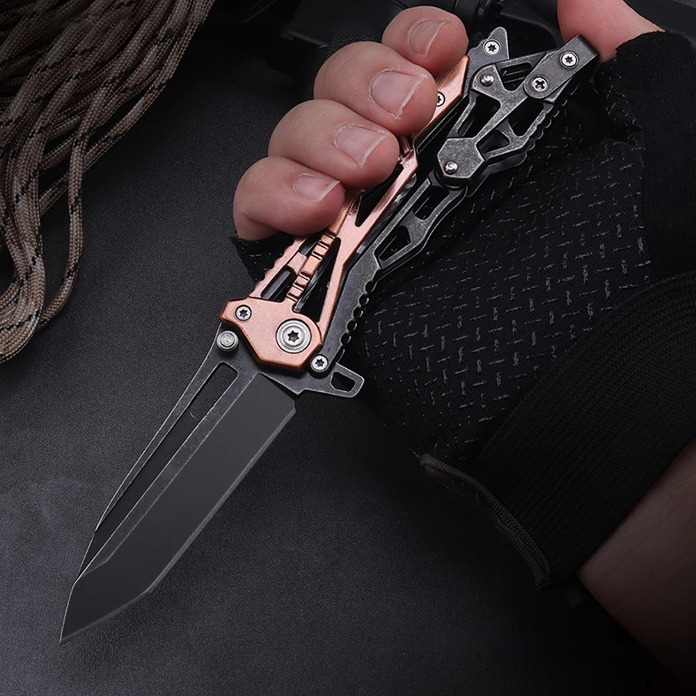 

Cool Folding Pocket Knife With Clip Unique CNC Mechanical Cutting Knifes Outdoor Survival Self Defense Tactical Hunting Knives