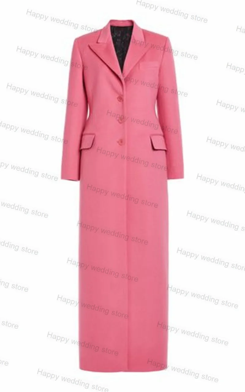 Cotton Pink Formal Women Suit 1 Piece Long Blazer Maxi Prom Dress Business Office Lady Coat Single Breasted Jacket Customized