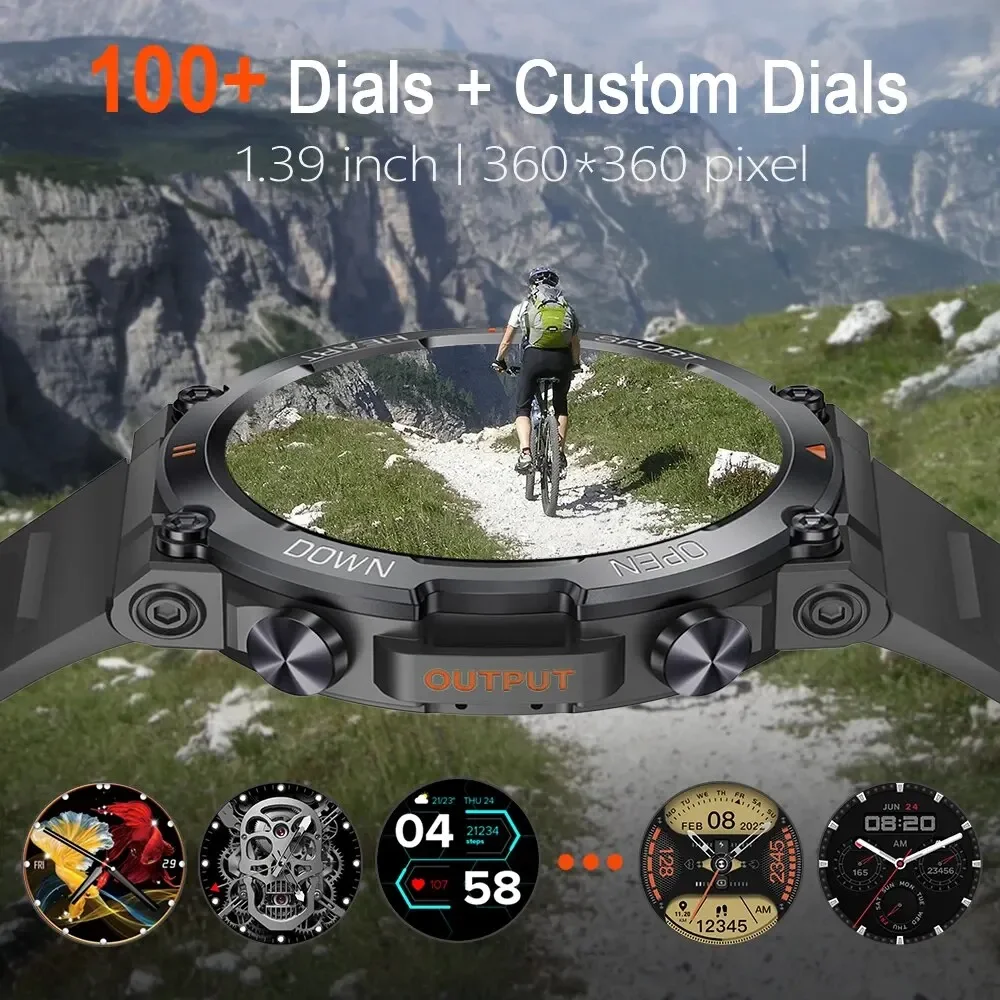 1.39 Inch  Bluetooth Call Smart Watch Men Sports Fitness Tracker Heart Monitor 400mAh Smartwatch  Android IOS K56