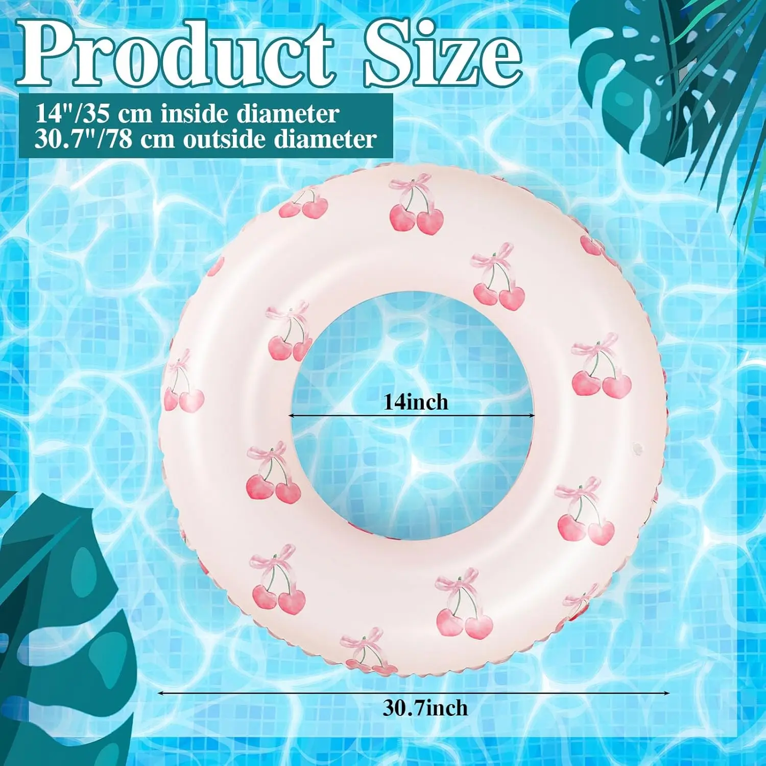 2 pièces rose arc gonflable piscine flotteur nœud cerise flotteurs piscine Tubes gonflage anneau de natation été en plein air plage eau flotteur