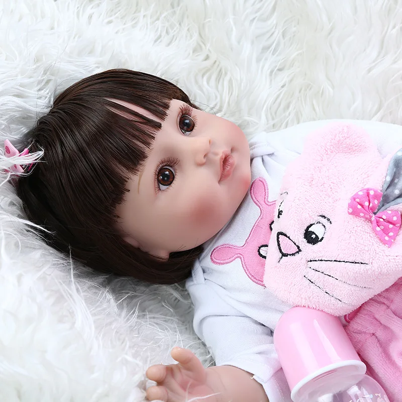 

48cm Reborn Doll Vinyl Body Handmade Hair Transplant Reborn Baby Doll Cute Newborn Doll