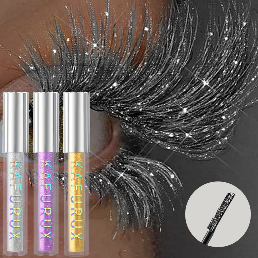 1pc Diamond Shine Waterproof Volume Curl Mascara Glitter Snow Effect,Smudge-proof  Eye Makeup for All Skin Types Women Cosmetics