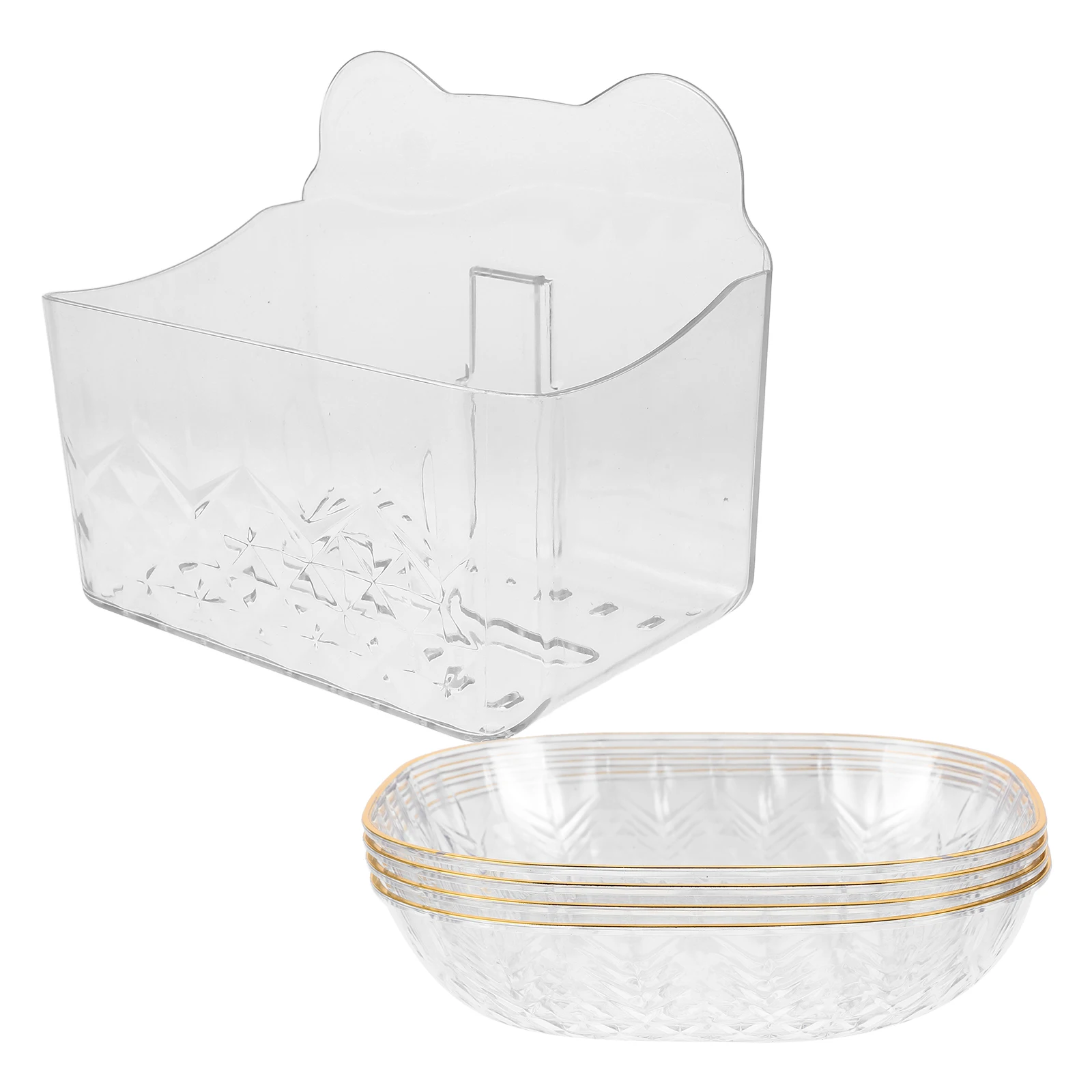 

4 Pcs Transparent Bone Spitting Dish Candy Bowl Clear Food Storage Dried Fruit Plate Large Ice Cream The Pet Serving