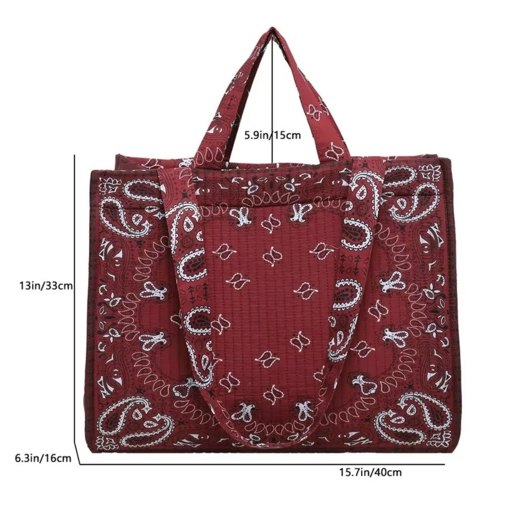 Neue Große Vintage-Bedruckte Tragetasche, Leichte Stoff-Handtasche für Damen, Vintage-Muster Schultertasche für Alltagsoutfits – Detail 1