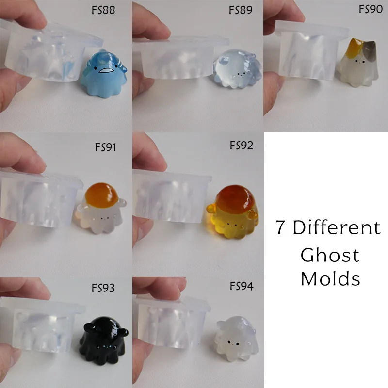 DIY Jelly Ghost Epoxy Silicone Mold Creative Cat Shark Ghost Pudding Resin Jewelry Making Silicone Molds Handmade Craft Mold