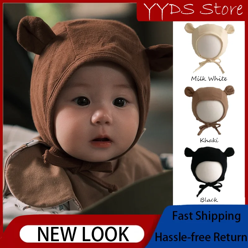 

Cream Color Cute Bear Ear Baby Earflap Hat Soft Knit Tie-up Beanie for Newborn Infant Toddler