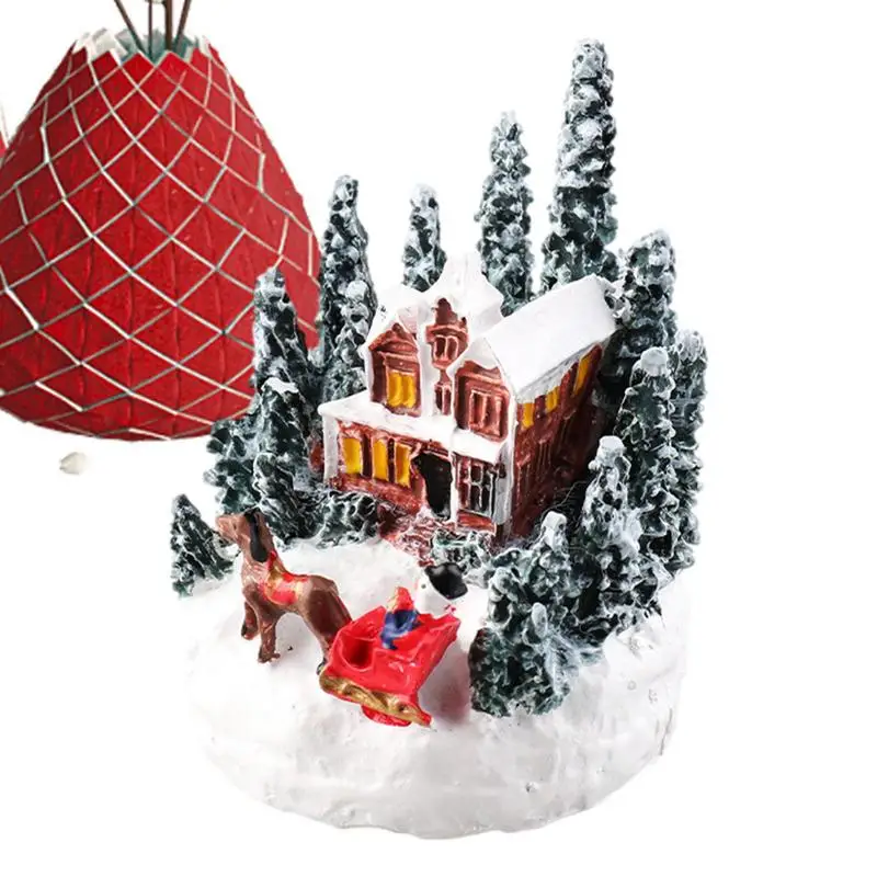 Christmas Decorations Xmas Luminous Village Christmas House Miniature Glowing Desktop Figurine Decorate Chic Gift Party Decors