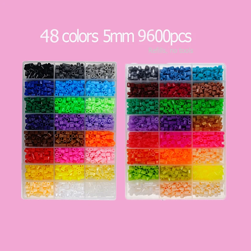 Hama Beads Box Thermomosaik-Bügelperlen, Bügelperlen, Schmelzperlen, DIY-Spielzeug, 24 48 72 Farben 2,6MM 5MM