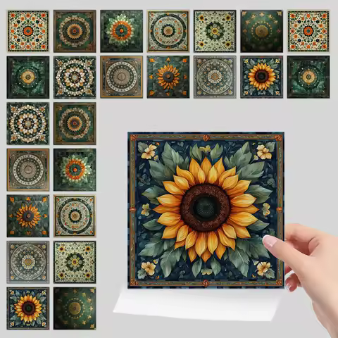 Self-Adhesive Wall Stickers 24Pcs Set, Waterproof PVC Tile Decals for Kitchen Bathroom, Easy Peel &amp; Stick Home Decor