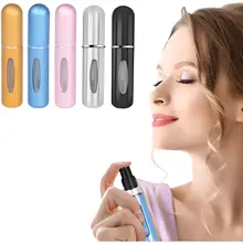 Botella pulverizadora portátil recargable de 5ml, atomizador de perfume con revestimiento de plástico, mini botella de muestra para cosméticos, contenedor vacío de viaje
