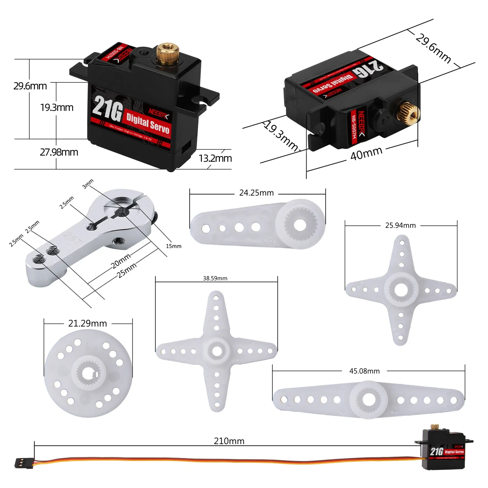 NEEBRC 21g Metal Gear servomotore digitale impermeabile per 1:18 1:16 Micro RC Car HYPER GO WLTOYS 144001 camion aereo barca Robot