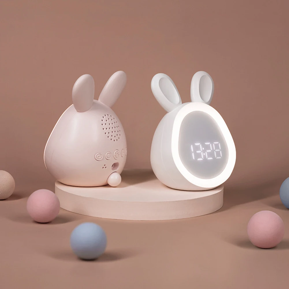 Reloj despertador Digital Led con luz nocturna para niños y niñas, bonito Conejo, atenuación continua