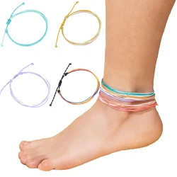 Boho Women Handmade Woven Multilayer Anklet Weaving Bracelet On The Leg Braid Rainbow Thread Rope Beach Barefoot Foot Jewelry