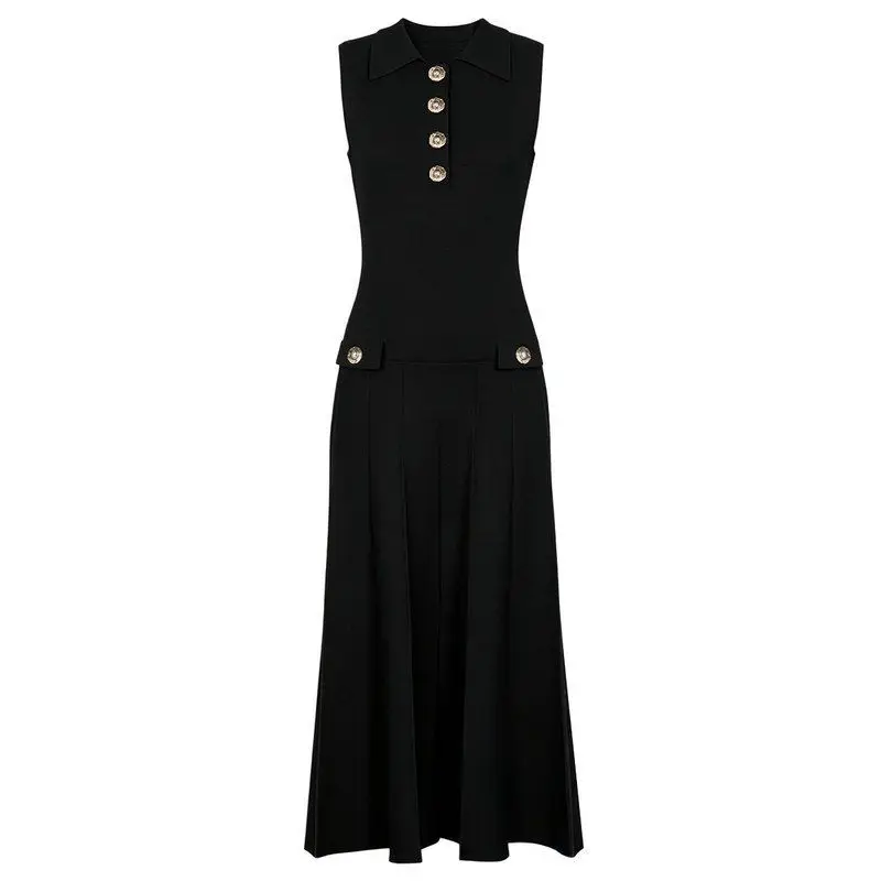 

Elegant Knitted Long Sleeveless Dress Ladylike Pleated Slim Fit Summer New Arrival from NanYou City Walk Suitable for Ladies